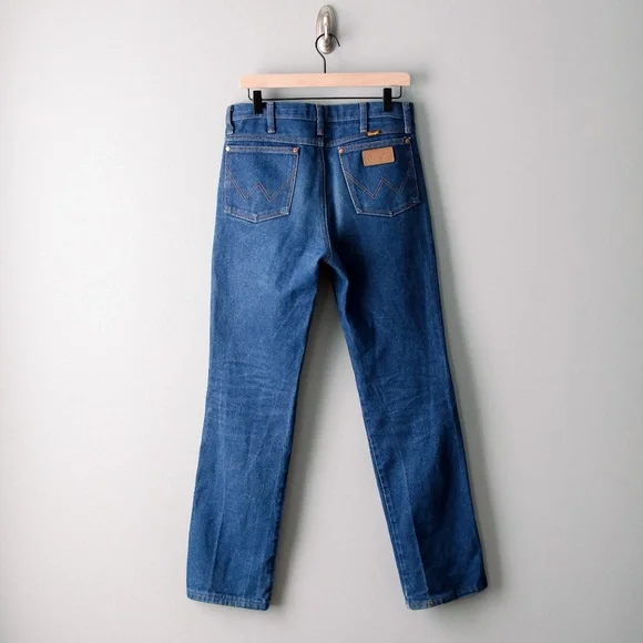 Vintage 1980's Wrangler Dark Denim High Rise Straight Leg Jeans Size 31/32
